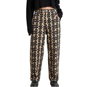 Obey Women’s Brighton Wavy Print Carpenter Pants Beige/Black Size 25